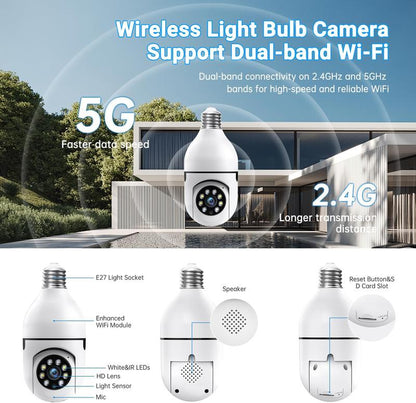 Noonkey 360° Bulb Security Camera – WiFi, Motion Tracking, Night Vision